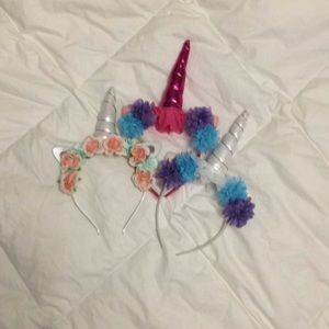 Unicorn headbands /// pink, white, & white set